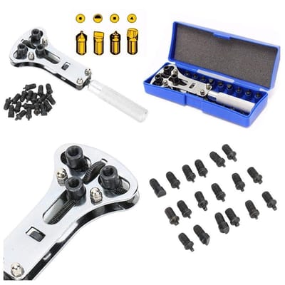 Dailygoods - Verstelbare horlogekastopenersleutel - Horlogereparatieset - Roestvrij staal - Batterijen vervangen - Praktisch hulpmiddel voor horloge r...