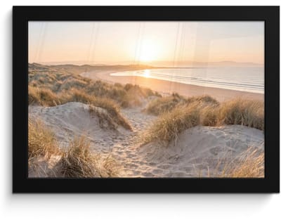 Poster in lijst - Fotolijst 30x20 cm - Posters - Duinen - Strand - Zee - Posterlijst zwart - Decoratie - Wanddecoratie woonkamer - Muurdecoratie slaapkamer