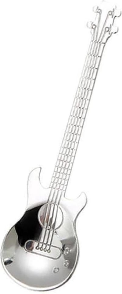 1x Theelepel / Koffielepel Gitaar - Zilver - 1 Stuk