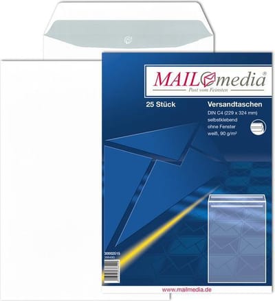 Akte enveloppen C4 229x324mm zonder venster 25 stuks, zelfklevende