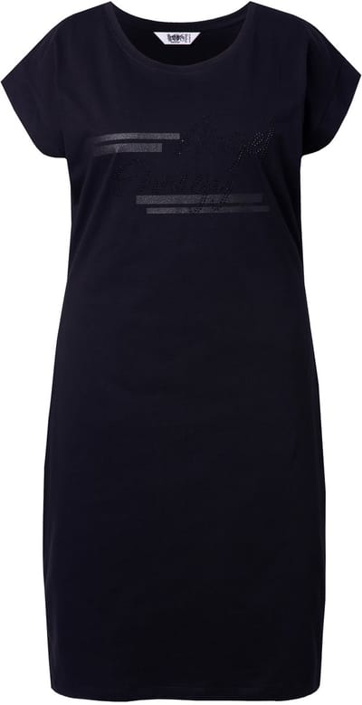 Angel of Style - Dames - Shirtjurk A-lijn jersey glitteropschrift - Zwart - Maat 52
