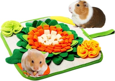Snuffelmat Konijn - Interactief Puzzelspeelgoed - Voedsel Zoeken - Bevordert Natuurlijk Gedrag - 32x15x2 cm - Multicolor