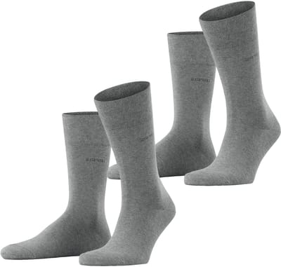 Esprit Basic Easy 2-Pack drukvrije comfort tailleband katoen multipack sokken heren grijs - maat 39-42