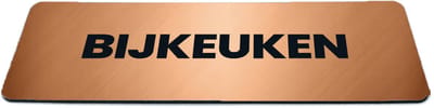 Deurbordje Brons/Koper-look met tekst bijkeuken - Formaat 150 x 50 mm x 1,6 mm - Zelfklevend | Luxe uitstraling | Geborstelde Koper/Brons toplaag | Gratis Verzending | Decoporta