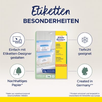 Avery diepvries-etiketten, 99,1 x 67,7 mm, wit