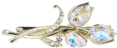 Haarsoires Haarspeld Duckklem 6cm – Bloem Tulp – Facet Stenen – Strass – Zilver Parelmoer - Sterke Haarclip voor Styling & Dagelijks Gebruik - Hair Clip - Decoratieve Haaraccessoire