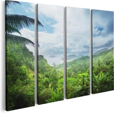 Artaza Canvas Schilderij Vierluik Jungle Uitzicht Op De Seychellen - 80x60 - Foto Op Canvas - Canvas Print
