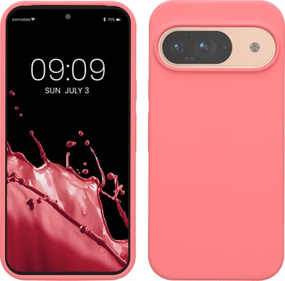 kwmobile hoesje geschikt voor Google Pixel 9 / Pixel 9 Pro case - Siliconen telefoonhoesje - Telefoon beschermhoes - Smartphone cover in Pastelkleurig koraal
