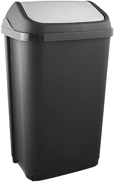 PromoHome Vuilnisbak met Swing-Deksel 50 Liter - Grafietgrijs - Onderhoudsvriendelijke Afvalemmer voor Keuken en Huishouden