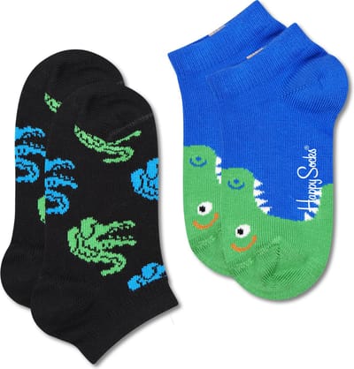 Happy Socks kids 2P sneakersokken crocodile multi