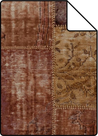 Proefstaal Origin Wallcoverings behang kelim patchwork roest bruin - 26,5 x 21 cm - 347465-S