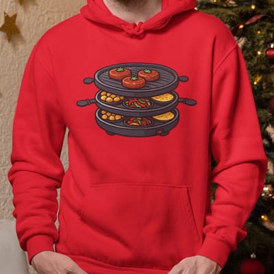 Foute Kerst Hoodie Rood Gourmetstel XS - Uniseks Pasvorm - Kerstkleding Voor Dames & Heren