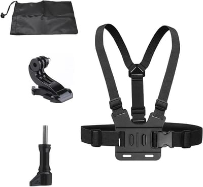 Verstelbare Borstband voor Actiecamera's, Ideaal voor Avontuurlijke Opnames, Inclusief Draagtas en 3 Accessoires