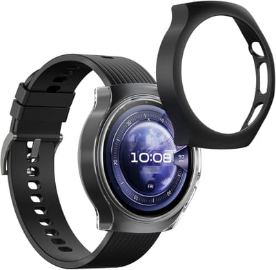 kwmobile Cases Compatible with Huawei Watch 5 46mm - Set of 2 Fitness Tracker Screen Protectors - Black / Transparent