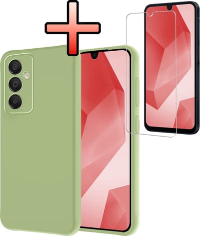 Hoesje - Met Screenprotector - Geschikt voor Samsung Galaxy A16 - Sterk & Shockproof - Back Cover - Siliconen Case - Telefoon Hoes - Groen