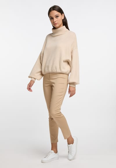 RISA Gebreide coltrui teylon Dames beige