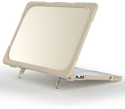 Lunso Geschikt voor MacBook Neo - Armor cover hoes met pootjes - case - Beige