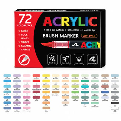Acrylmarkers - 72 kleuren - vloeibare inkt en zachte punt - voor tekenen, doodlen en DIY - geschenkdoos