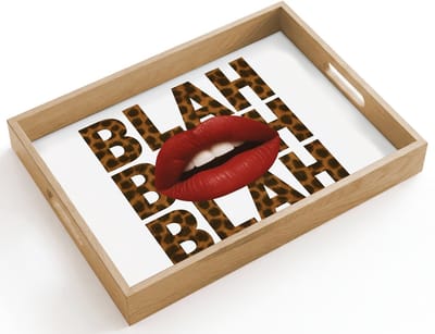 Dienblad hout 40x30 cm - Schootdienblad - Lip - Rood - Quote - Borrelplank rechthoek - Plateau dienbladen