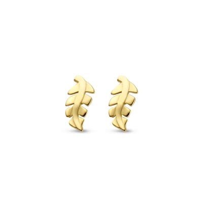 New Bling 9NBG-0257 Gouden Oorknopjes - Dames - Blad - Blaadje - 7 x 2,3 mm - 14 Karaat - Goud