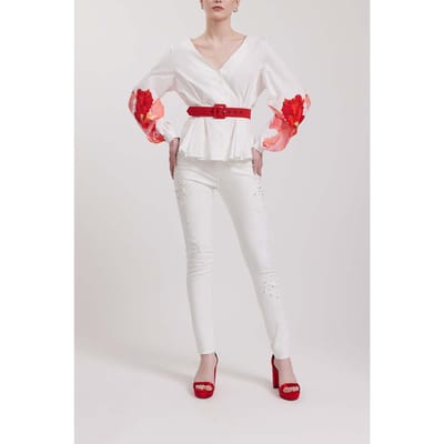Anne Fontaine Jacquelyn Pink Flower Size: 38 | Blouses Outlet | Dames | Roze