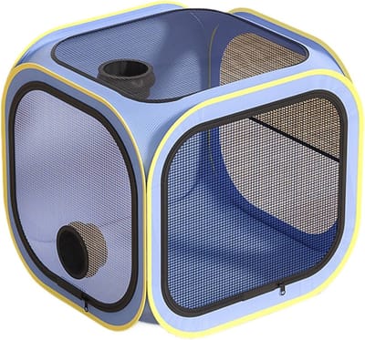 Katten Droogbox - Kattenföhn Automatisch - Huisdier Verzorging - Omsloten Ontwerp - 50x50x50 cm - Blauw