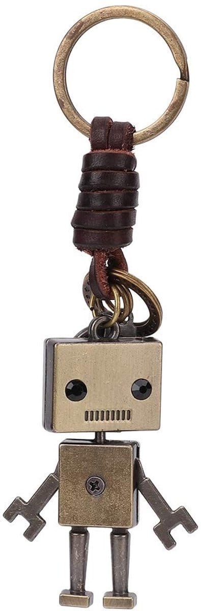 Dailygoods- Sleutelhanger Retro Robot - Lederen Gevlochten Touw - Charme Ornament - Sleutelhanger Decoratie - Sleutelhanger Volwassenen - Uniek Ontwerp - Sleutelring