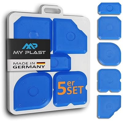My Plast Voegengladmaker, professionele voegenspatel voor siliconen, siliconen voegen en acrylvoegen, trekker voor perfecte voegen, voegengladmaker, set van 2 stuks, blauw
