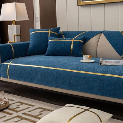 Licht Luxe Gouden Bankkussen voor Alle Seizoenen, Chenille Antislip Bankhanddoek, Mode Kussen in Scandinavische Stijl 70*70cm