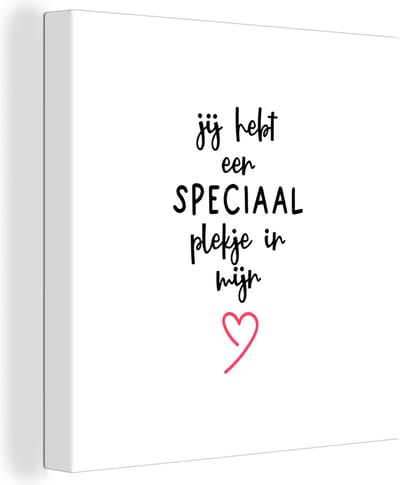 Canvas Schilderij Quotes - Spreuken - Liefde - Koppel - Jij hebt een speciaal plekje in mijn hart - 20x20 cm - Wanddecoratie