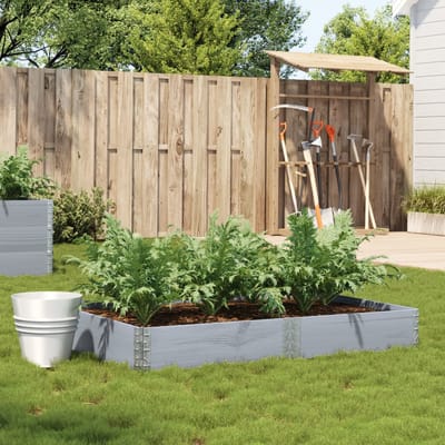 vidaXL - Plantenbak - 150x100 - cm - massief - grenenhout - grijs