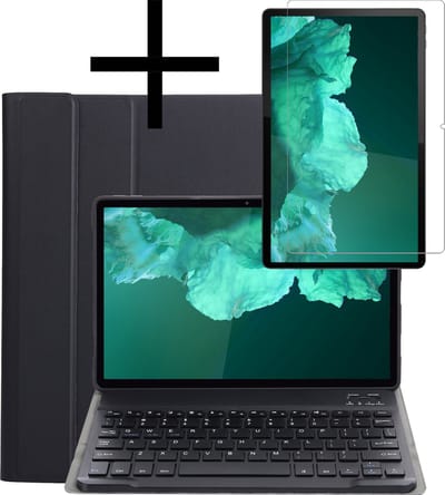 Hoes - Geschikt voor Lenovo Tab P11 - Met Screenprotector - Keyboard Book Cover - Toetsenbord Case - Hoesje - Zwart