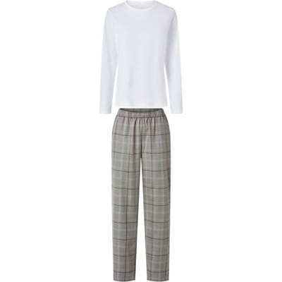 esmara Dames pyjama (Wit/grijs, XS (32/34))