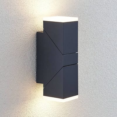 Lindby LED wandlamp Sally, 22cm, antraciet, IP54