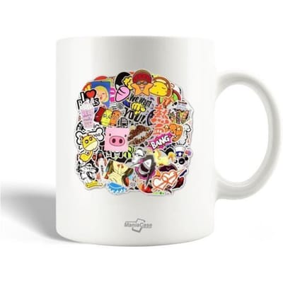 Mug en Céramique - MANIACASE - Animaux de Dessin Animé - 30cl - Compatible Lave-Vaisselle - Blanc