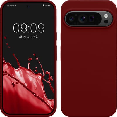kwmobile telefoonhoesje geschikt voor Google Pixel 9 Pro XL - Hoesje met siliconen coating - Smartphone case in rabarber rood