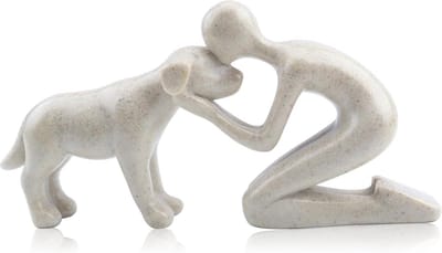 Hond Ik Beeld - Zandsteen Sculptuur - Woondecoratie Herdenking - Tijdloos Mooi Gedetailleerd - 5 x 5 x 10 cm