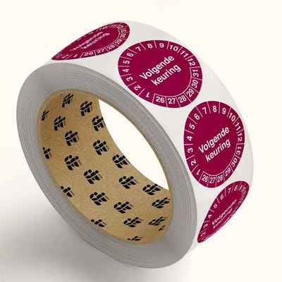 Volgende keuring keuringsstickers - jaartallen 26-31 - op rol | 2 cm - 1113 stickers per rol