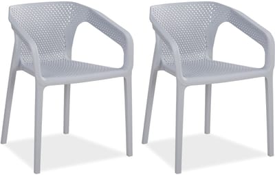 Homestyle4u Tuinstoelen - Set van 2 - Stapelstoelen - Kunststof - Grijs