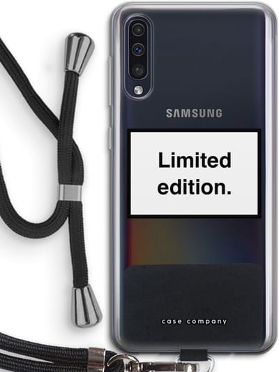 Hoesje met koord geschikt voor Samsung Galaxy A50 hoesje met Koord - Limited edition - Telefoonhoesje met Zwart Koord - Bescherming aan alle Kanten en Over de Schermrand
