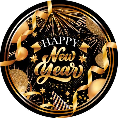 Fiestas Guirca - Borden (papier) - Happy New Year - 23 cm - 6 stuks