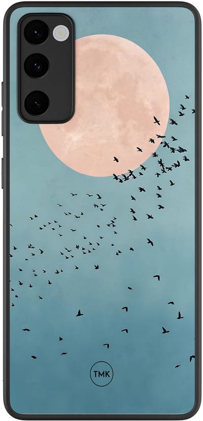Hoesje geschikt voor Samsung Galaxy S20 FE - Moon birds - Blauw - TPU case - Vogel - Hardcase zwart telefoonhoesje