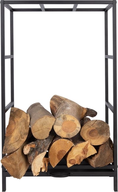 FLOORDIREKT Brandhoutrek - Chios - Houtopslag - Zwart - 50 x 25 x 80 cm