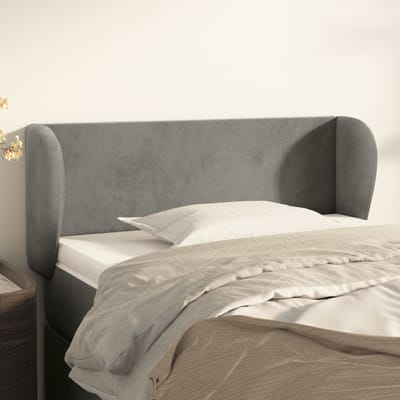 vidaXL - Hoofdbord - met - randen - 83x23x78/88 - cm - fluweel - lichtgrijs