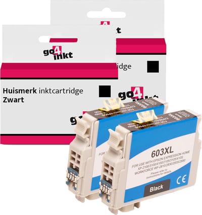 Go4inkt compatible met Epson 603(XL) twin pack inktcartridges zwart bk - 2 stuks - XP-2100 / XP-2105 / XP-3100 / XP-3105 / XP-4100 / XP-4105 / Workforce / WF-2810DWF