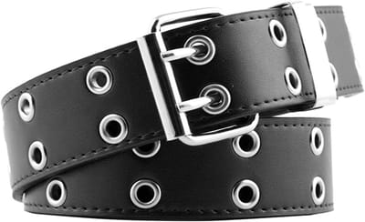 Dubbel tulle leren riem met brede oogontwerpen voor heren en dames, veelzijdige broekriem voor jeans, rokken of jurken, klassieke zwarte stijl