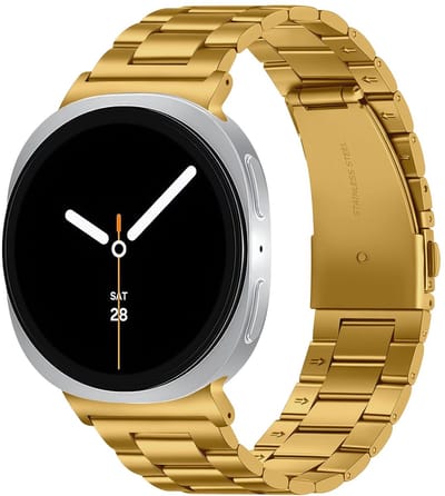 SBG RVS Schakel Bandje Geschikt voor Samsung Galaxy Watch 9 / 8 - Roestvrij Staal Horlogebandje Goud