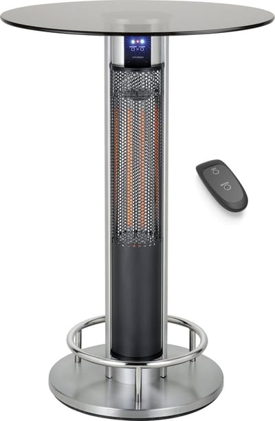Hyundai Statafel met elektrische verwarming - Bartafel - Infrarood verwarming – 1600W - 70 x 110 cm - Elektrische kachel - Heater terrasverwarming - met afstandsbediening