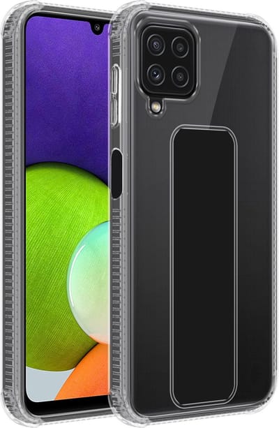 Cadorabo Hoesje geschikt voor Samsung Galaxy A22 4G / M22 / M32 4G in ZWART - Beschermhoes gemaakt van flexibel TPU silicone Cover Case met houder en standfunctie