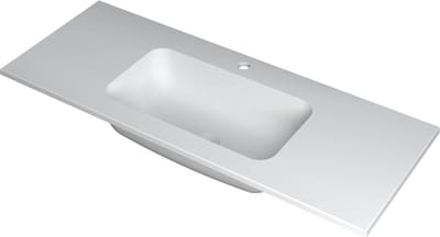 INK® Faktor wastafel polystone midden met 1 kraangat, 120x45x1,5cm, mat wit